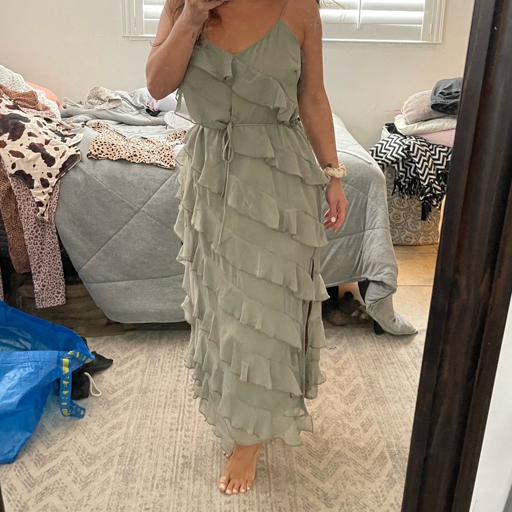 Green ruffle dress
